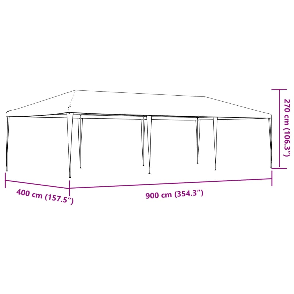 vidaXL Party Tent | White | Polyethylene roof, Iron frame | Large | Durable
