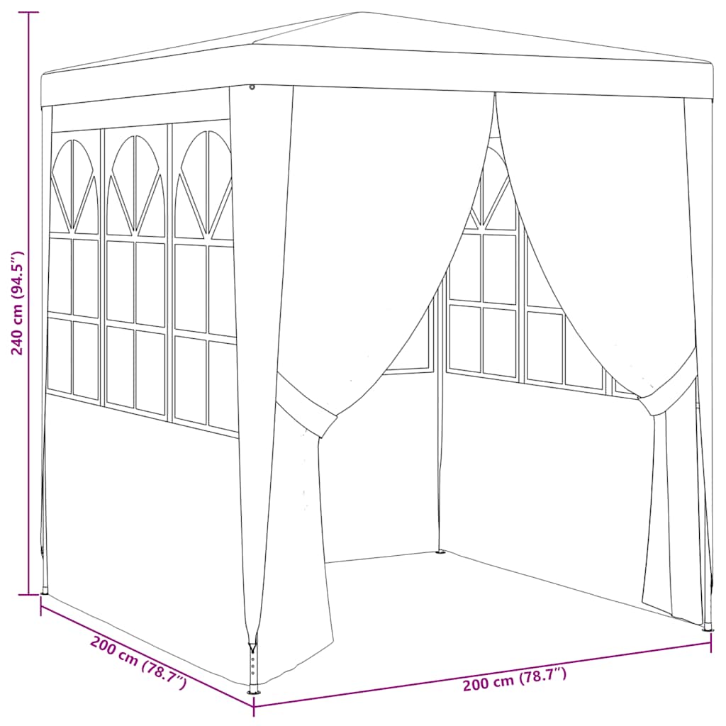 vidaXL Professional Party Tent with Side Walls 2x2 m Blue 90 g/m²