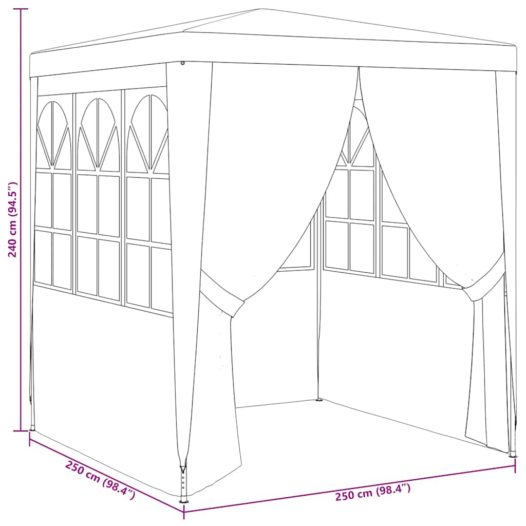 vidaXL Party Tent | Blue | Polyethylene | 2.5 x 2.5 meters | Foldable