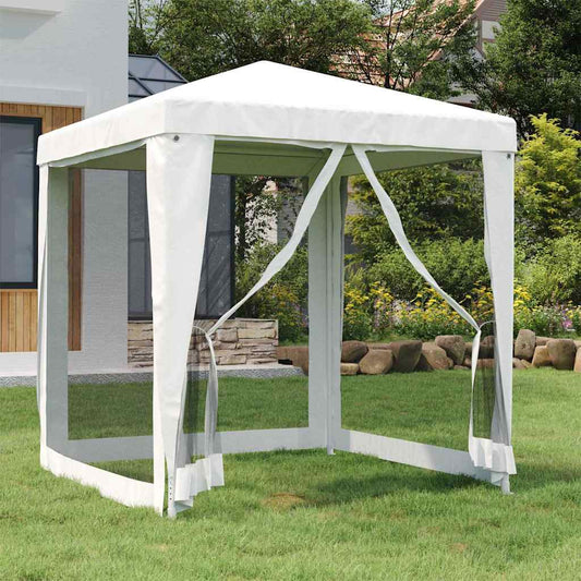 48520 vidaXL Party Tent with 4 Mesh Sidewalls 2x2 m White
