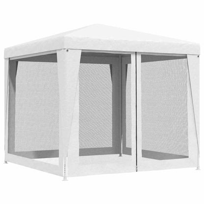 48521 vidaXL Party Tent with 4 Mesh Sidewalls 2,5x2,5 m White