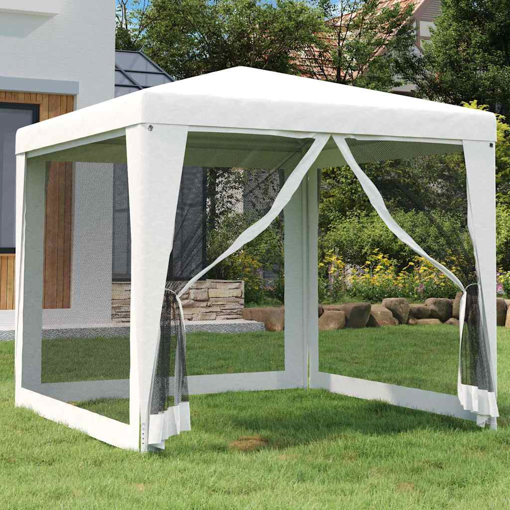 48521 vidaXL Party Tent with 4 Mesh Sidewalls 2,5x2,5 m White