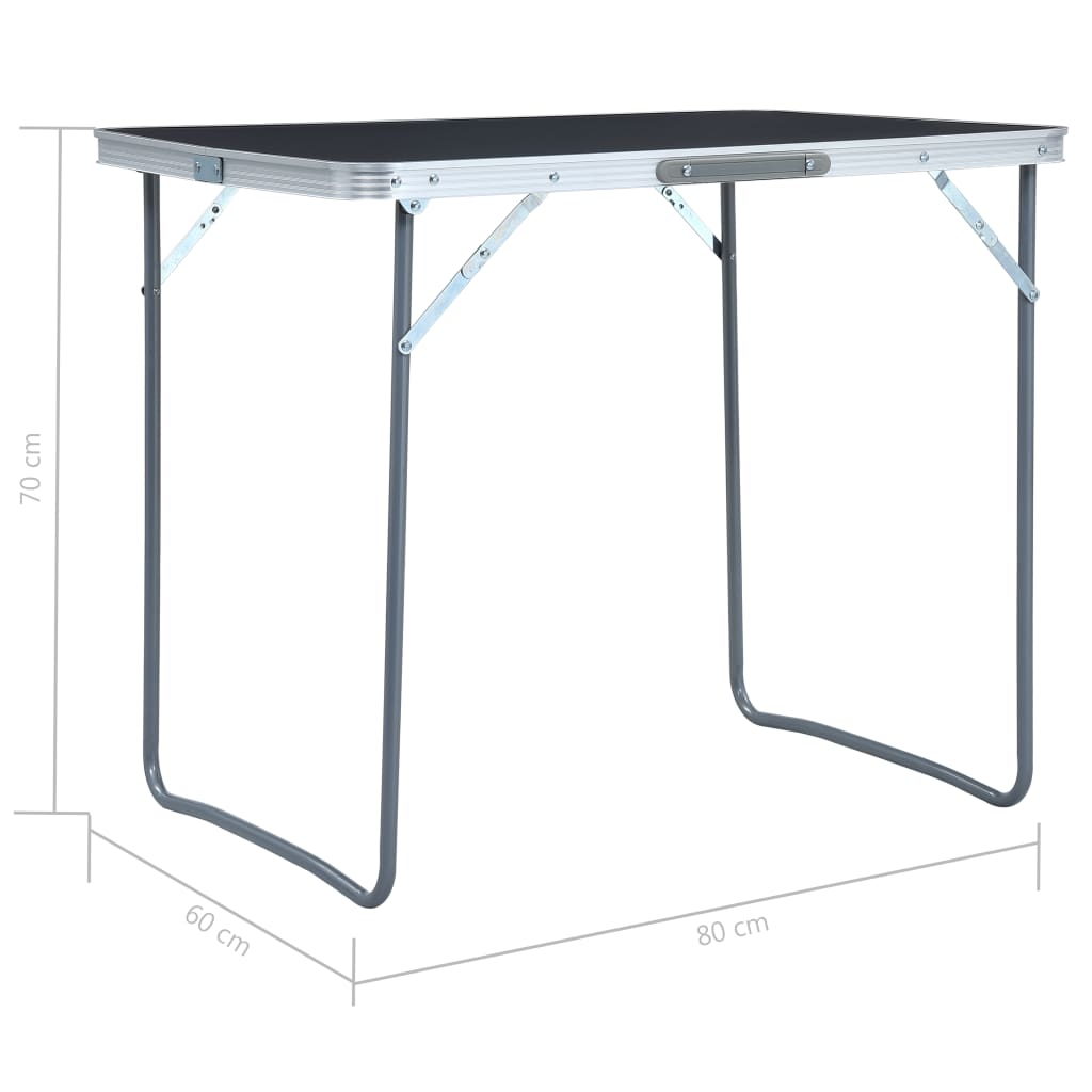 vidaXL Foldable Camping Table with Metal Frame 80x60 cm Grey