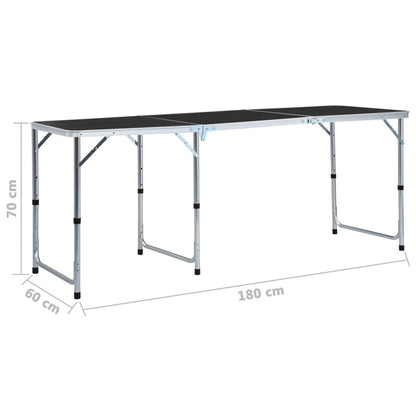 vidaXL Foldable Camping Table Grey Aluminium 180x60 cm