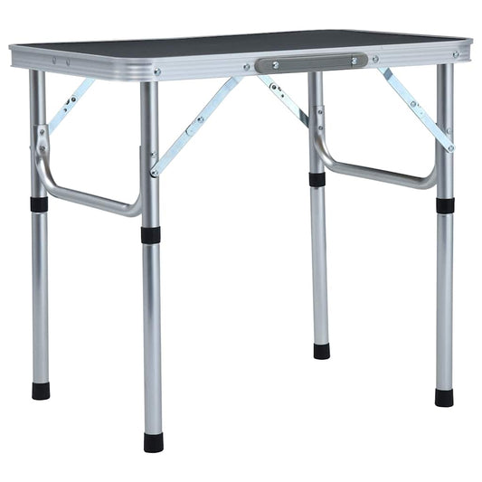 48180 vidaXL Folding Camping Table Grey Aluminium 60x45 cm