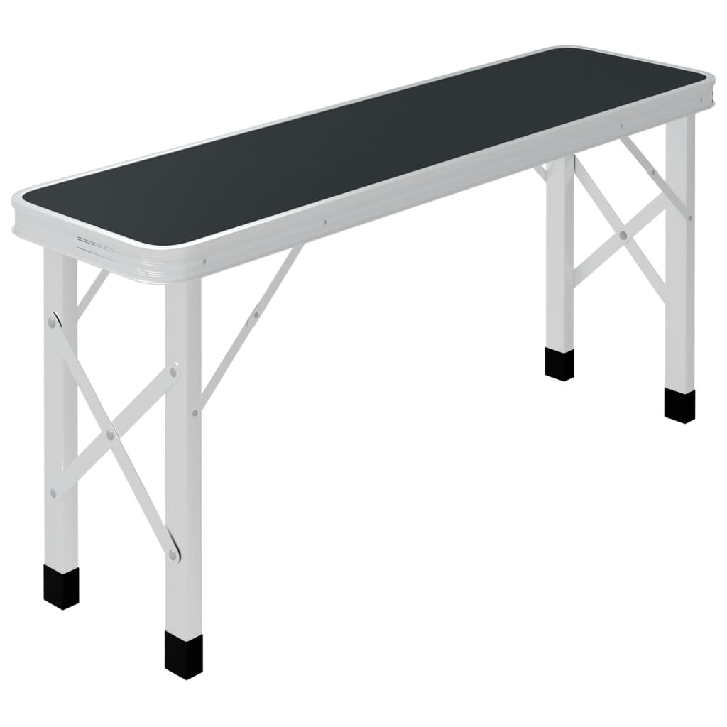 vidaXL Folding Camping Table with 2 Benches Aluminium Grey