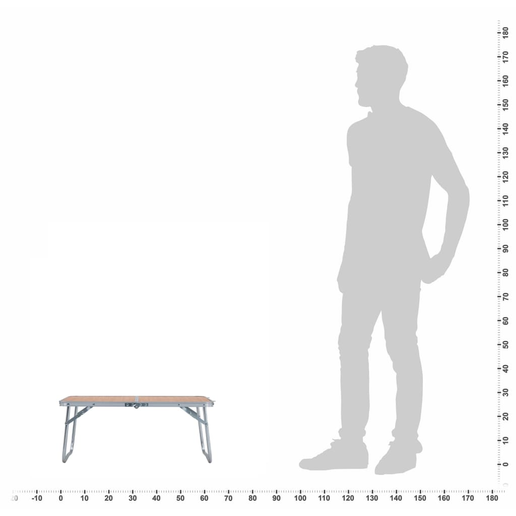 vidaXL Folding Camping Table Brown Aluminium 60x40 cm