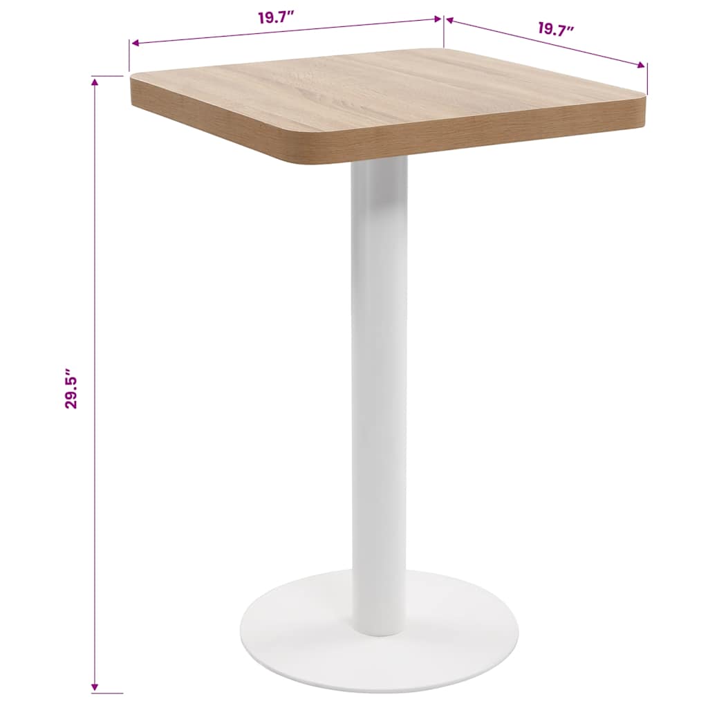 vidaXL Bistro Table | Light brown and white | MDF | 50x50 cm | Bistro Table