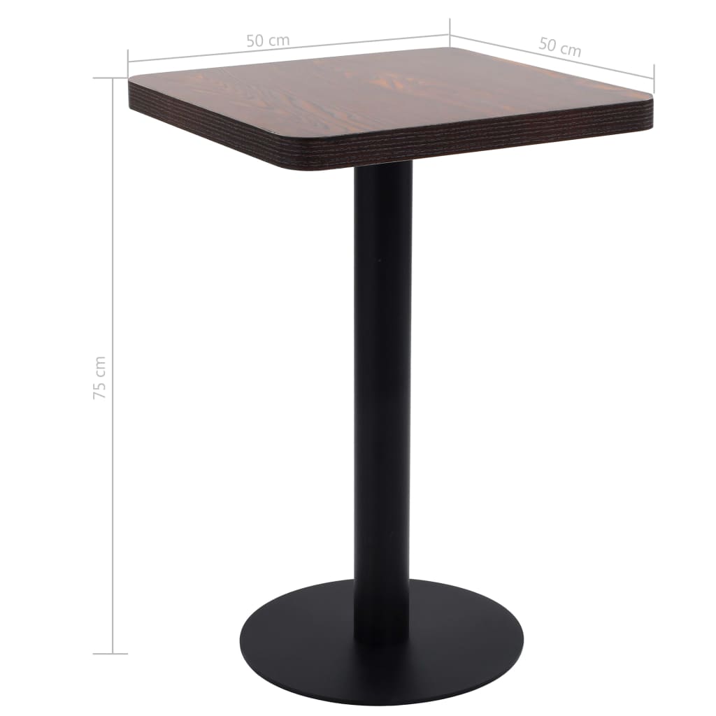 vidaXL Bistro Table | Dark brown, black | MDF, steel | 50x50x75 cm