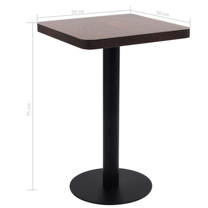vidaXL Bistro Table | Dark brown, black | MDF, steel | 50x50x75 cm