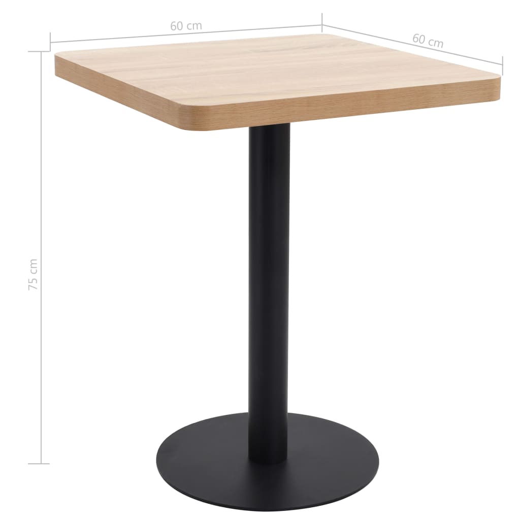 vidaXL Bistro Table | Light brown and black | MDF | 60x60 cm |  Simplistic