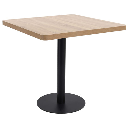 vidaXL Bistro Table | Light brown and black | MDF, steel | 80x80 cm