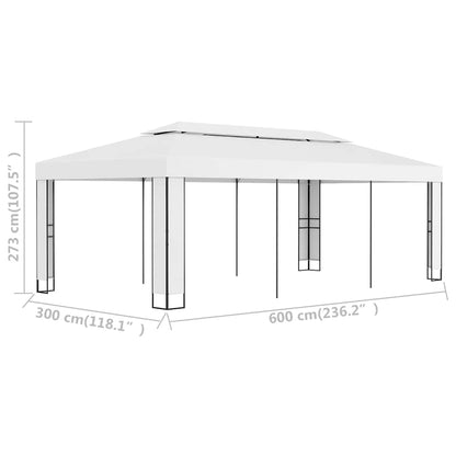 vidaXL Gazebo with Double Roof 3x6 m White