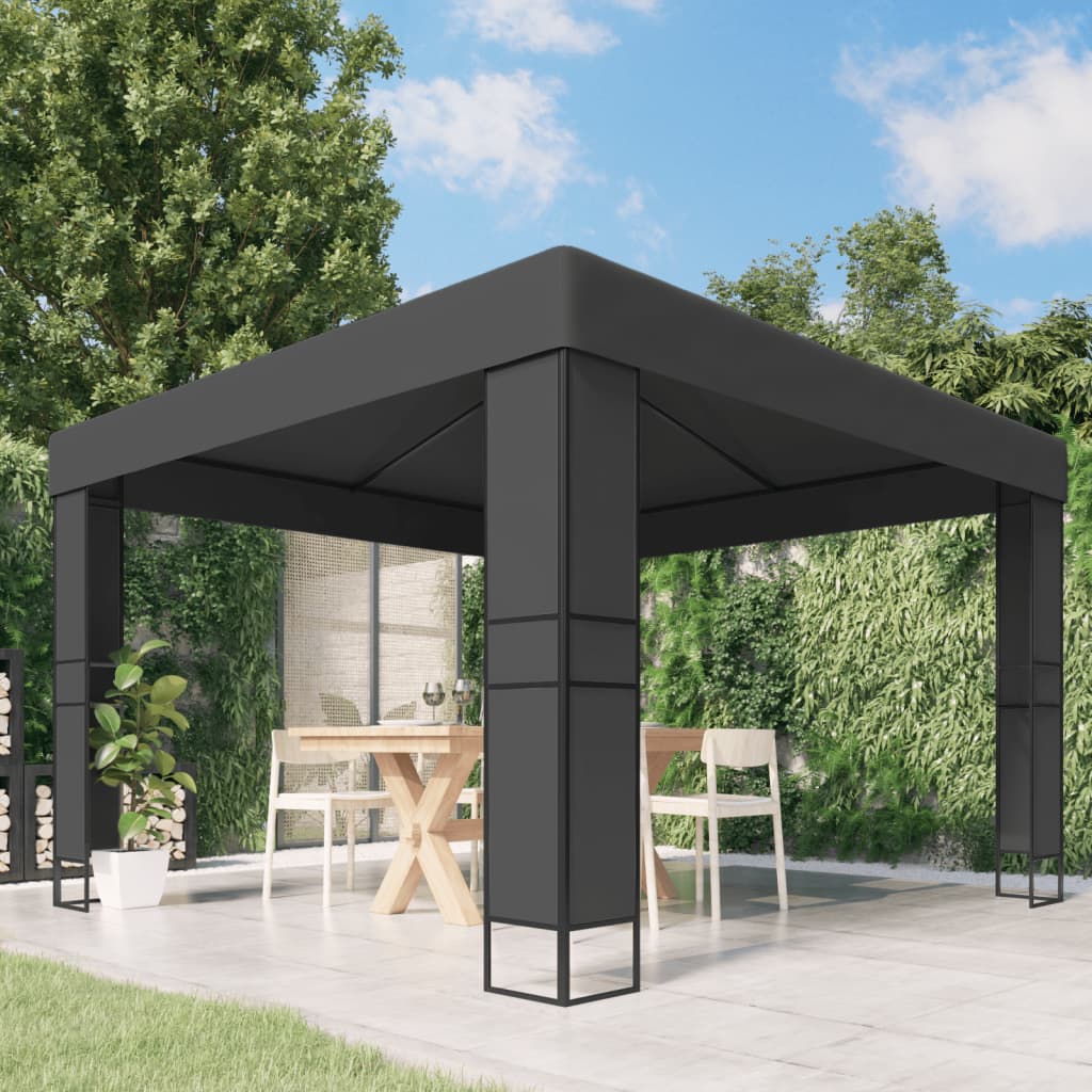 vidaXL Gazebo with Double Roof 3x3 m Anthracite