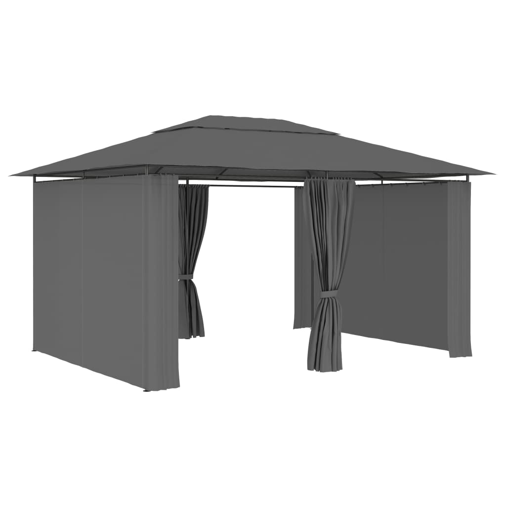 47960 vidaXL Garden Marquee with Curtains 4x3 m Anthracite