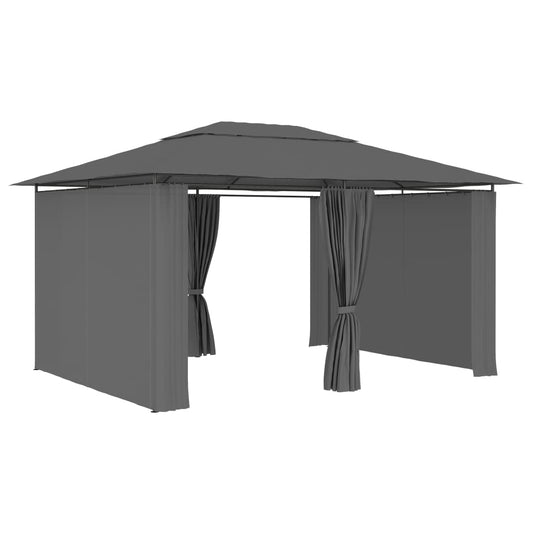 47960 vidaXL Garden Marquee with Curtains 4x3 m Anthracite
