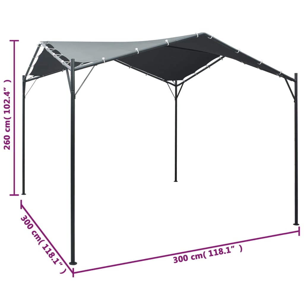 vidaXL Gazebo | Anthracite | Steel | 3x3m | UV-resistant materials | Gazebo