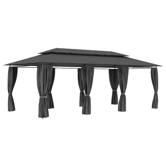 47966 vidaXL Gazebo with Curtains 600x298x270 cm Anthracite