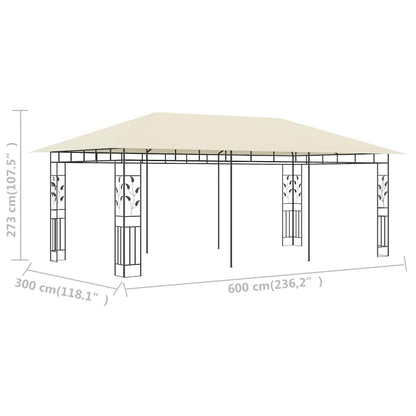 vidaXL Gazebo with Mosquito Net 6x3x2.73 m Cream
