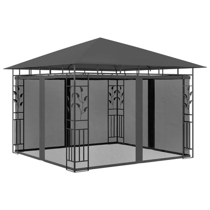 vidaXL Gazebo | Anthracite | Powder-coated steel, polyester | 3x3x2.73 m