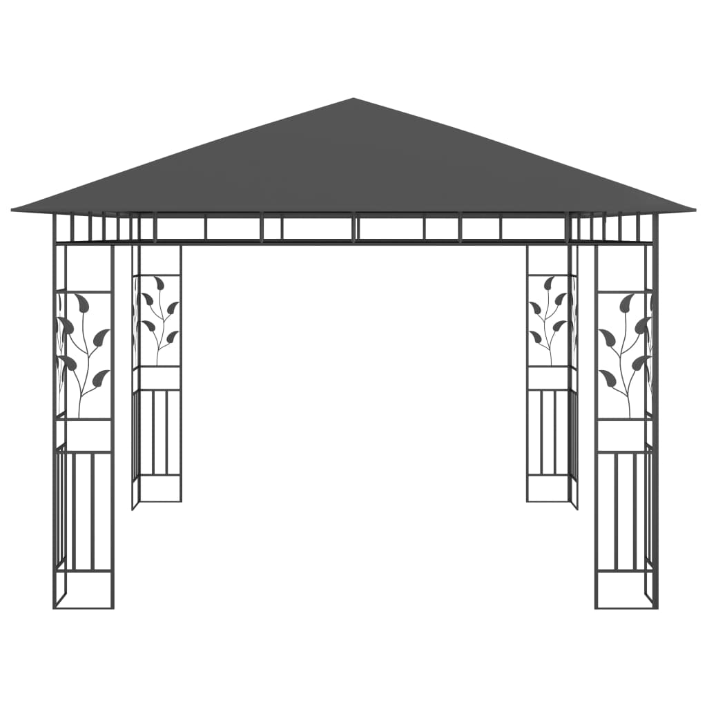 vidaXL Gazebo | Anthracite | Powder-coated steel, polyester | 3x3x2.73 m