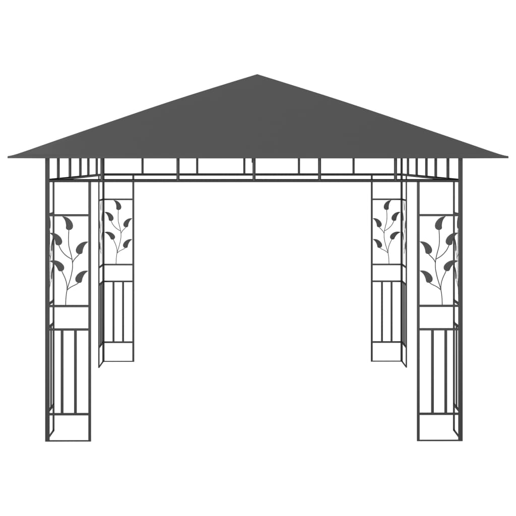 vidaXL Gazebo | Anthracite | Powder-coated steel, polyester | 3x3x2.73 m