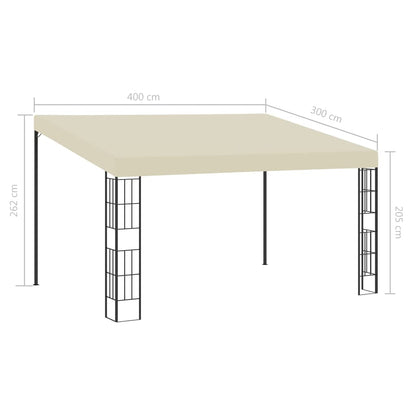 vidaXL Wall-mounted Gazebo 3x4 m Cream Fabric