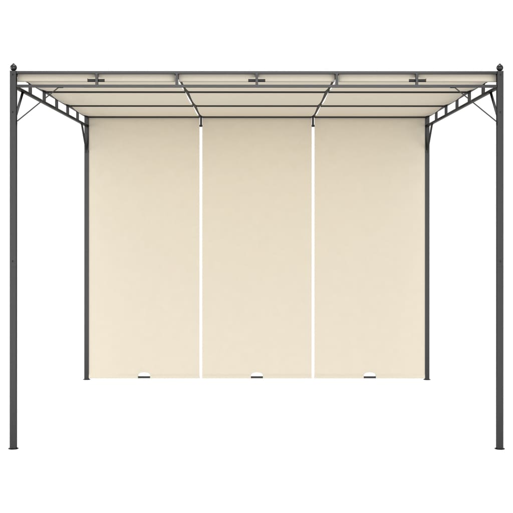 vidaXL Garden Gazebo with Side Curtain 3x3x2.25m Cream