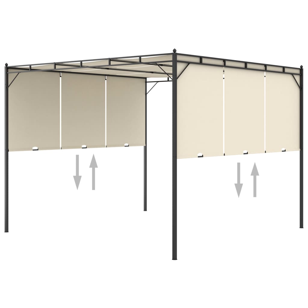 vidaXL Garden Gazebo with Side Curtain 3x3x2.25m Cream
