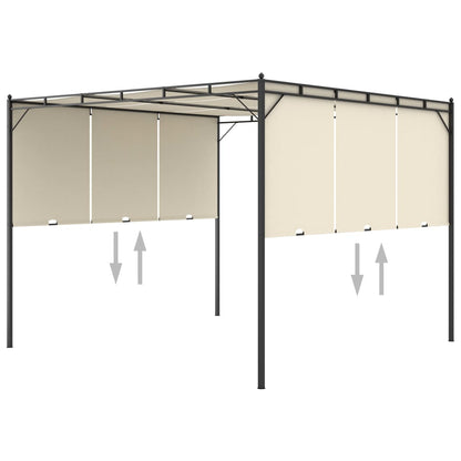 vidaXL Garden Gazebo with Side Curtain 3x3x2.25m Cream