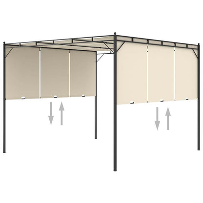 47993 vidaXL Garden Gazebo with Side Curtain 3x3x2,25m Cream
