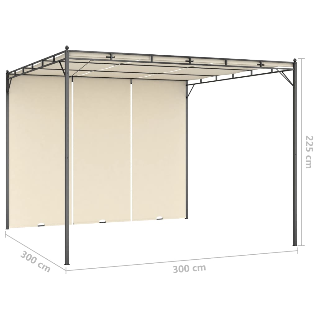 vidaXL Garden Gazebo with Side Curtain 3x3x2.25m Cream