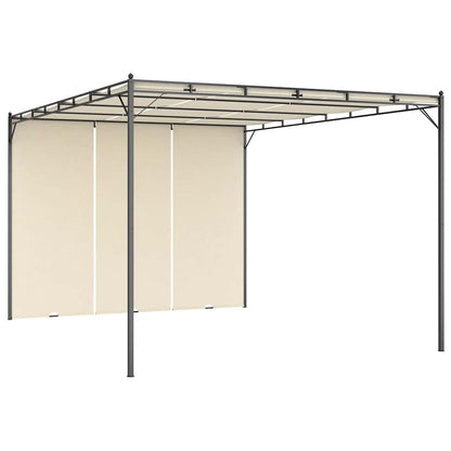 47994 vidaXL Garden Gazebo with Side Curtain 4x3x2,25 m Cream