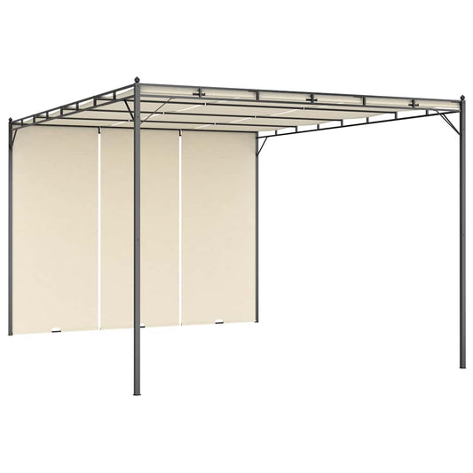 47994 vidaXL Garden Gazebo with Side Curtain 4x3x2,25 m Cream