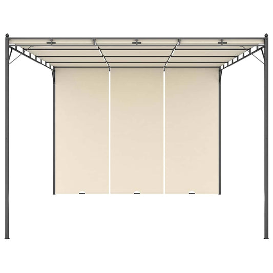 47994 vidaXL Garden Gazebo with Side Curtain 4x3x2,25 m Cream