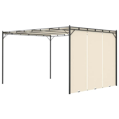 47994 vidaXL Garden Gazebo with Side Curtain 4x3x2,25 m Cream
