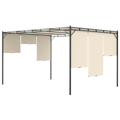 47994 vidaXL Garden Gazebo with Side Curtain 4x3x2,25 m Cream