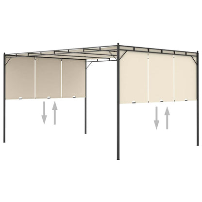 47994 vidaXL Garden Gazebo with Side Curtain 4x3x2,25 m Cream