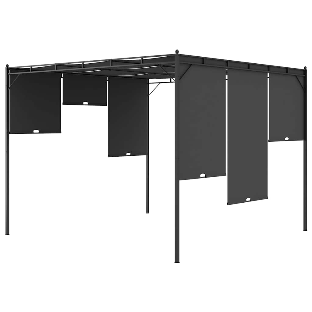 47995 vidaXL Garden Gazebo with Side Curtain 3x3x2,25 m Anthracite