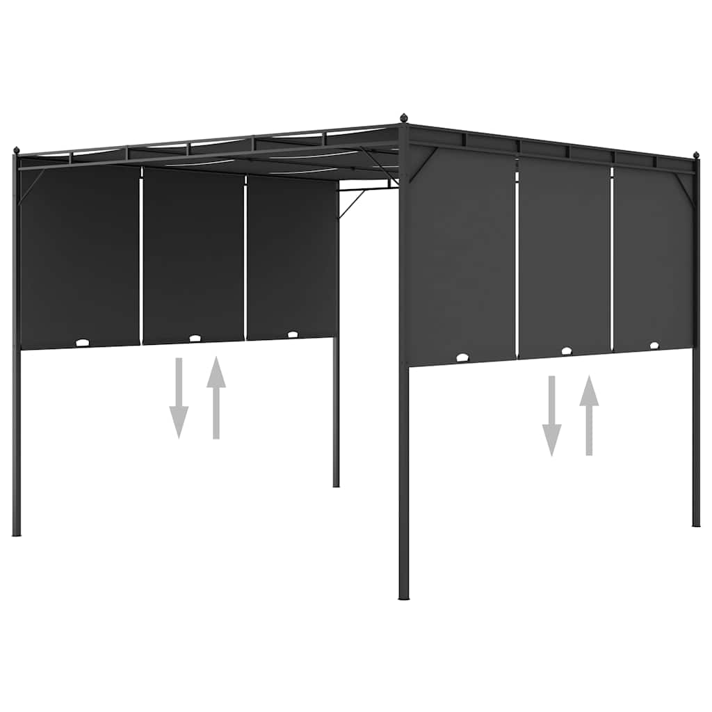 47995 vidaXL Garden Gazebo with Side Curtain 3x3x2,25 m Anthracite