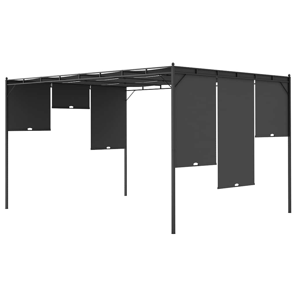 47996 vidaXL Garden Gazebo with Side Curtain 4x3x2,25 m Anthracite