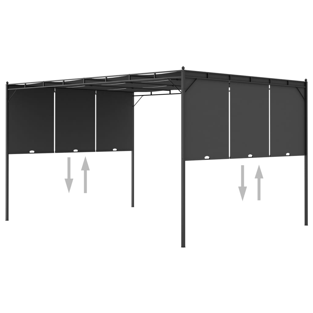 vidaXL Garden Gazebo with Side Curtain 4x3x2.25 m Anthracite