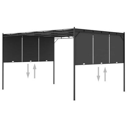 47996 vidaXL Garden Gazebo with Side Curtain 4x3x2,25 m Anthracite