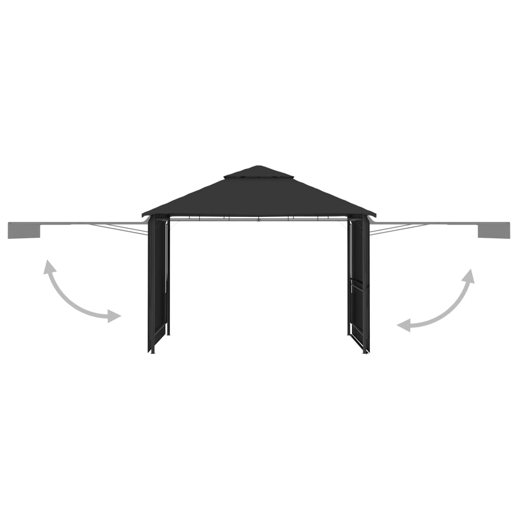 vidaXL Gazebo with Double Extending Roofs 3x3x2.75 m Anthracite 180g/m²