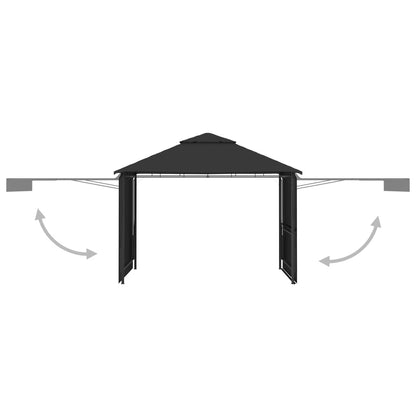 vidaXL Gazebo with Double Extending Roofs 3x3x2.75 m Anthracite 180g/m²