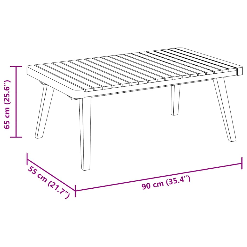 vidaXL Garden Coffee Table | Golden brown | Solid acacia wood | 90x55x35 cm