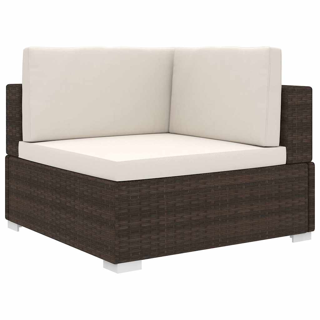 vidaXL Sectional Corner Chair with Cushions Poly Rattan Brown