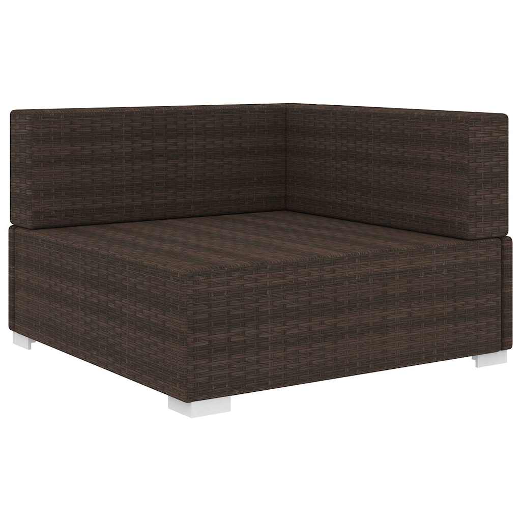 vidaXL Sectional Corner Chair with Cushions Poly Rattan Brown