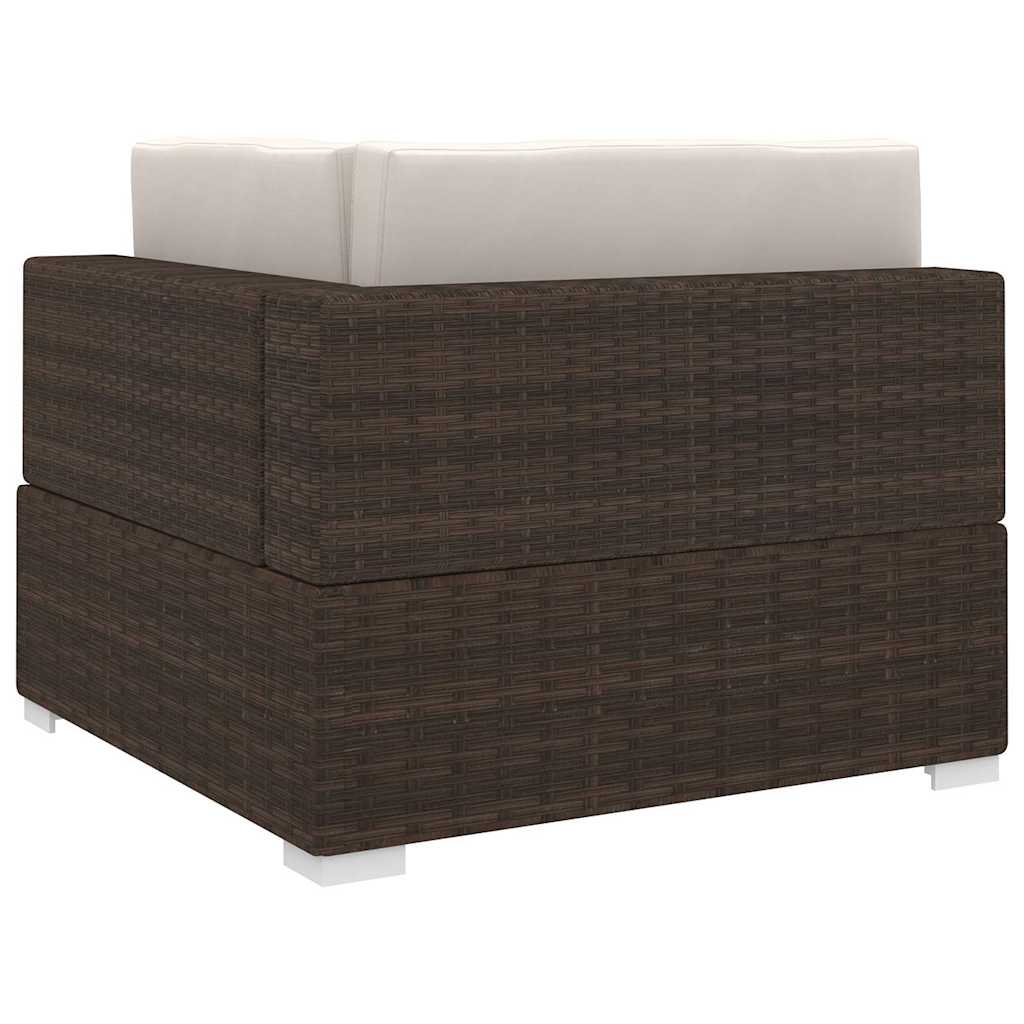 vidaXL Sectional Corner Chair with Cushions Poly Rattan Brown