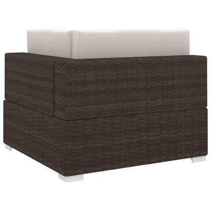 vidaXL Sectional Corner Chair with Cushions Poly Rattan Brown